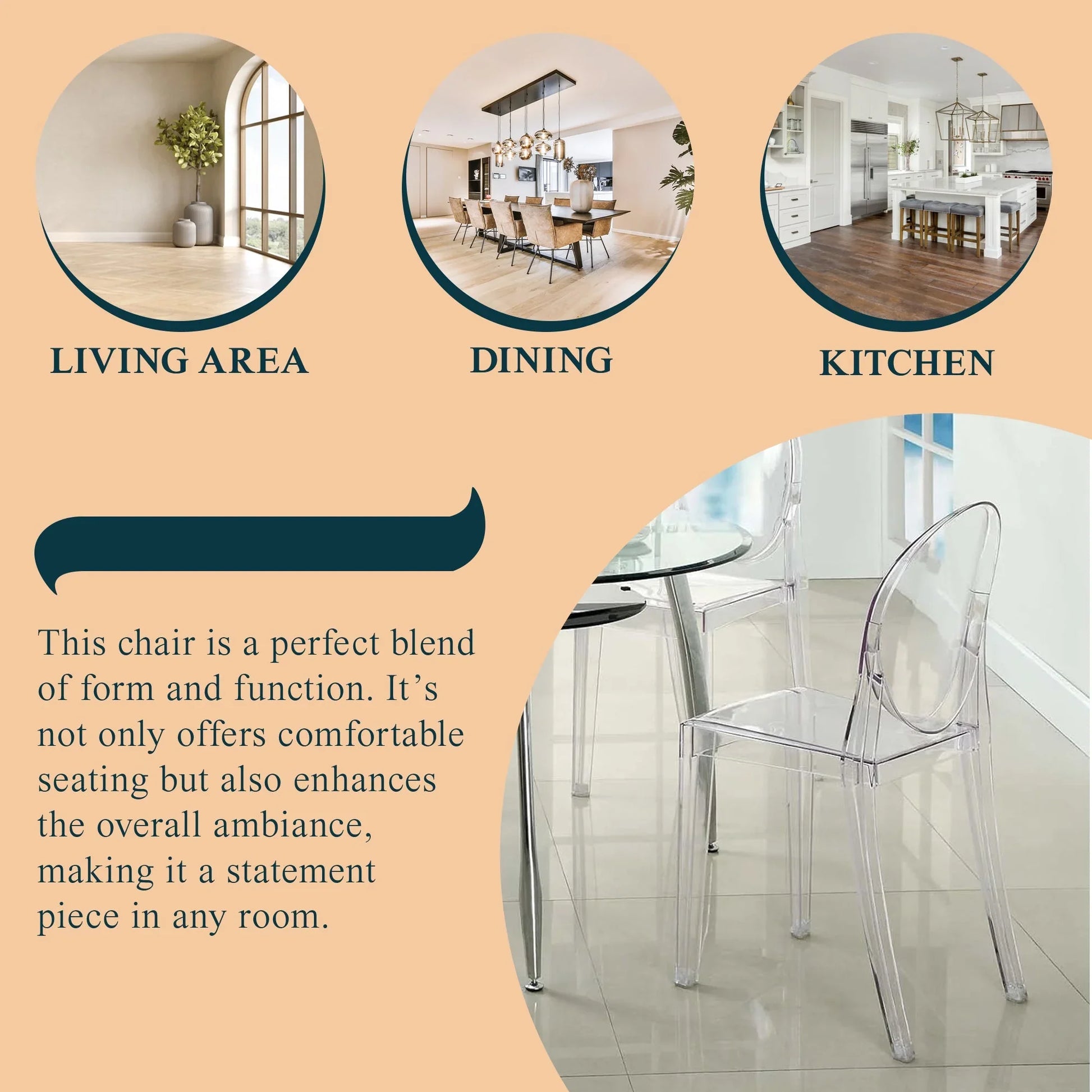 Marion Modern Transparent Acrylic Dining Chair, Set of 4 - Elax Furniture