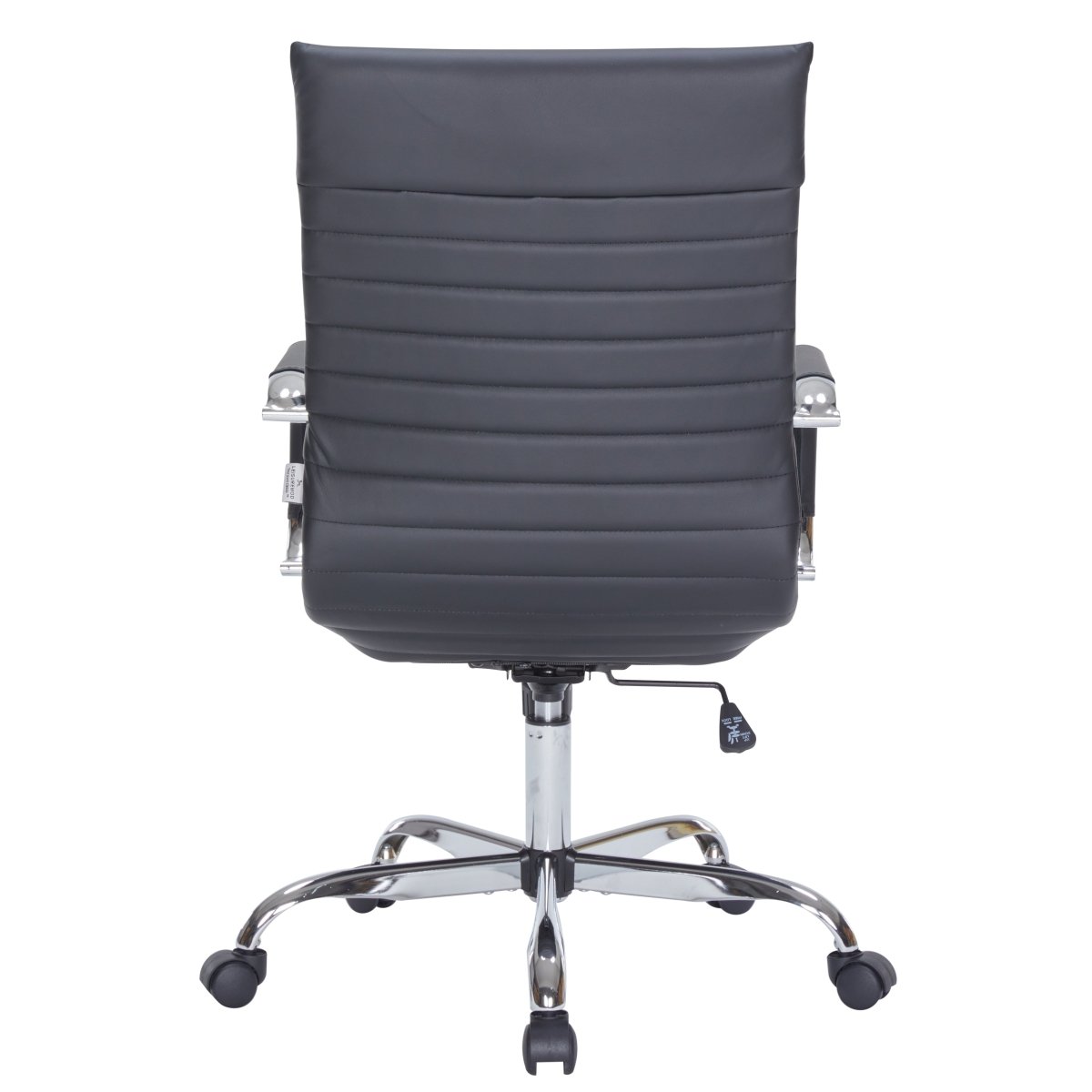 Harris Leather High-Back Adjustable Office Conference Chair with Armrests Chrome Black Office Chair Leisuremod