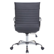 Harris Leather High-Back Adjustable Office Conference Chair with Armrests Chrome Black Office Chair Leisuremod