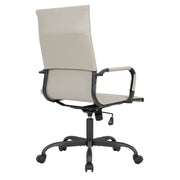 Harris Leather High-Back Adjustable Office Conference Chair with Armrests Black Tan Office Chair Leisuremod