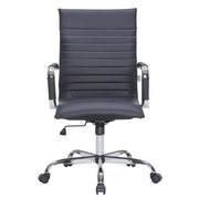 Harris Leather High-Back Adjustable Office Conference Chair with Armrests Chrome Black Office Chair Leisuremod