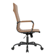 Harris Leather High-Back Adjustable Office Conference Chair with Armrests Black Light Brown Office Chair Leisuremod