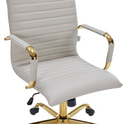 Harris Leather High-Back Adjustable Office Conference Chair with Armrests Gold Tan Office Chair Leisuremod