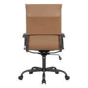 Harris Leather High-Back Adjustable Office Conference Chair with Armrests Black Light Brown Office Chair Leisuremod