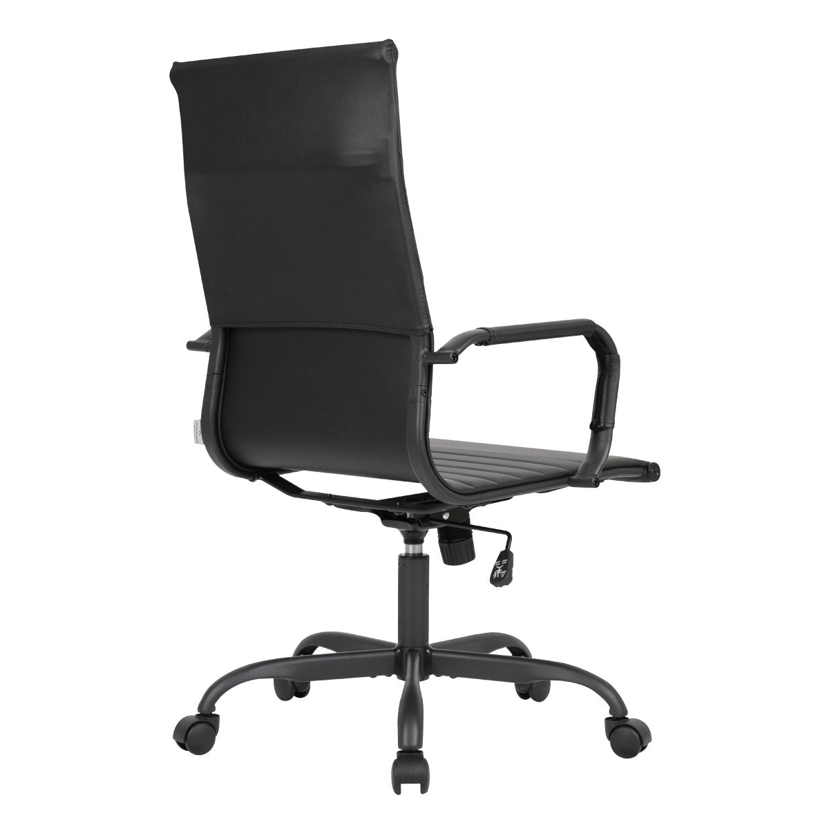 Harris Leather High-Back Adjustable Office Conference Chair with Armrests Black Black Office Chair Leisuremod