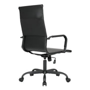 Harris Leather High-Back Adjustable Office Conference Chair with Armrests Black Black Office Chair Leisuremod
