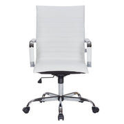 Harris Leather High-Back Adjustable Office Conference Chair with Armrests Chrome White Office Chair Leisuremod