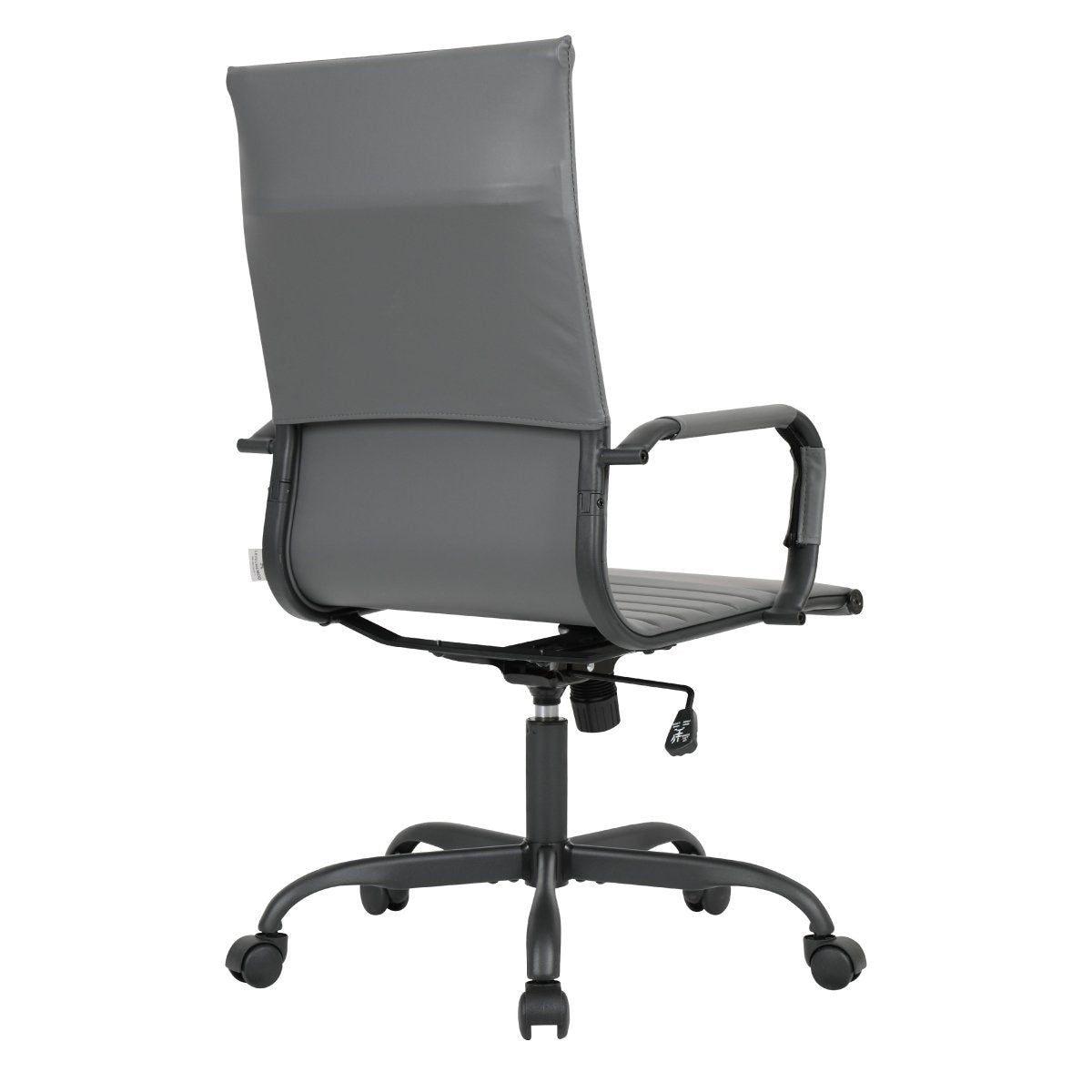 Harris Leather High-Back Adjustable Office Conference Chair with Armrests Black Grey Office Chair Leisuremod