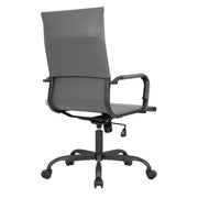 Harris Leather High-Back Adjustable Office Conference Chair with Armrests Black Grey Office Chair Leisuremod