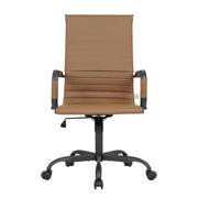 Harris Leather High-Back Adjustable Office Conference Chair with Armrests Black Light Brown Office Chair Leisuremod