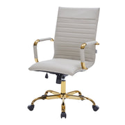 Harris Leather High-Back Adjustable Office Conference Chair with Armrests Gold Tan Office Chair Leisuremod
