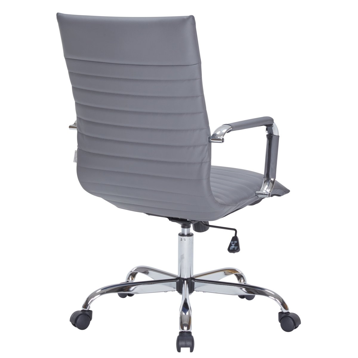 Harris Leather High-Back Adjustable Office Conference Chair with Armrests Chrome Grey Office Chair Leisuremod