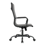 Harris Leather High-Back Adjustable Office Conference Chair with Armrests Black Black Office Chair Leisuremod