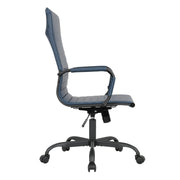 Harris Leather High-Back Adjustable Office Conference Chair with Armrests Black Navy Blue Office Chair Leisuremod
