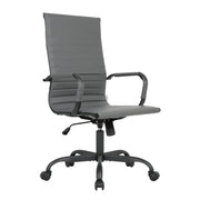 Harris Leather High-Back Adjustable Office Conference Chair with Armrests Black Grey Office Chair Leisuremod