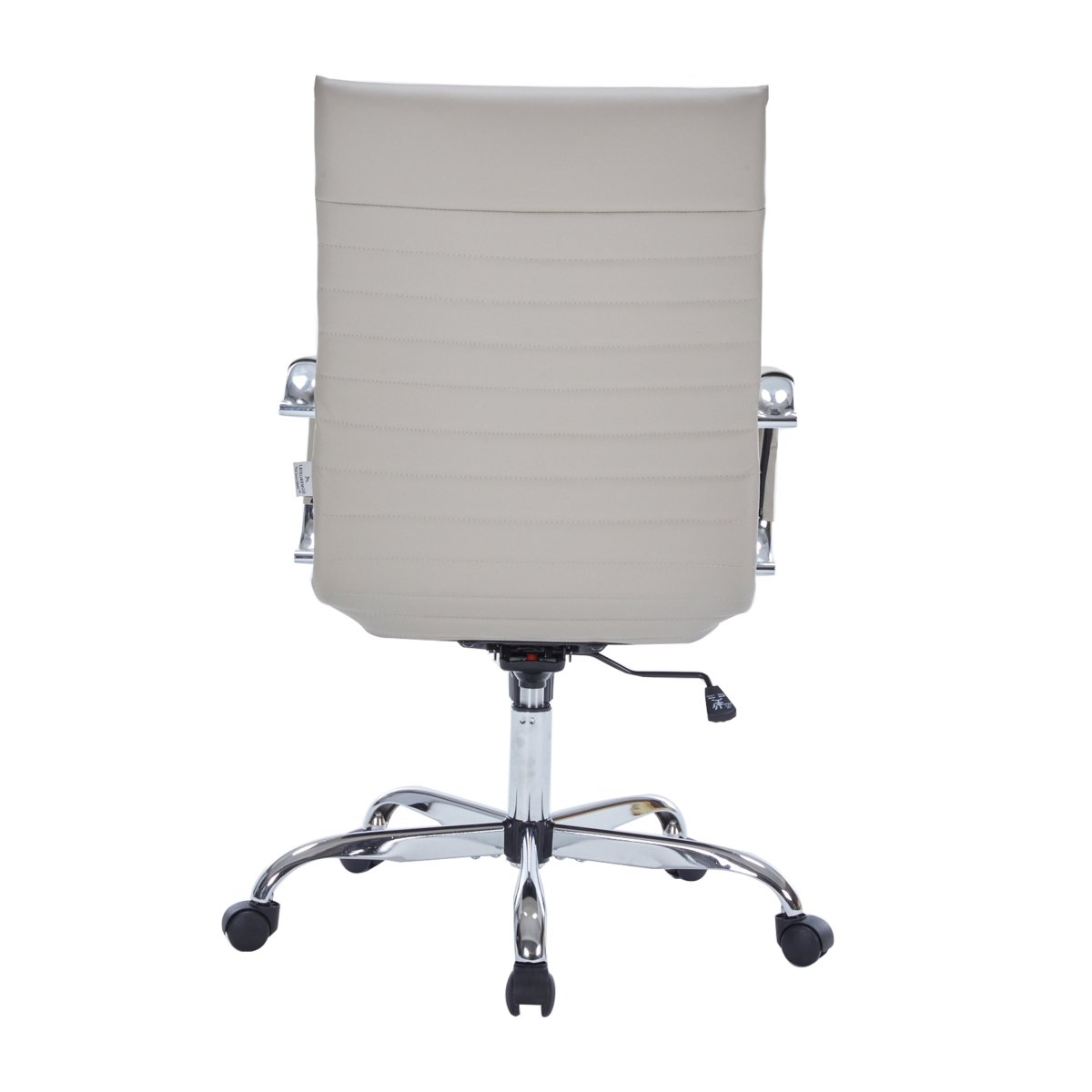 Harris Leather High-Back Adjustable Office Conference Chair with Armrests Chrome Tan Office Chair Leisuremod