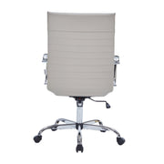 Harris Leather High-Back Adjustable Office Conference Chair with Armrests Chrome Tan Office Chair Leisuremod