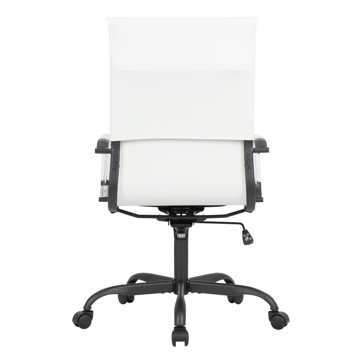 Harris Leather High-Back Adjustable Office Conference Chair with Armrests Black White Office Chair Leisuremod