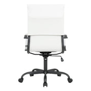 Harris Leather High-Back Adjustable Office Conference Chair with Armrests Black White Office Chair Leisuremod
