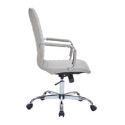 Harris Leather High-Back Adjustable Office Conference Chair with Armrests Chrome Tan Office Chair Leisuremod