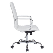 Harris Leather High-Back Adjustable Office Conference Chair with Armrests Chrome White Office Chair Leisuremod