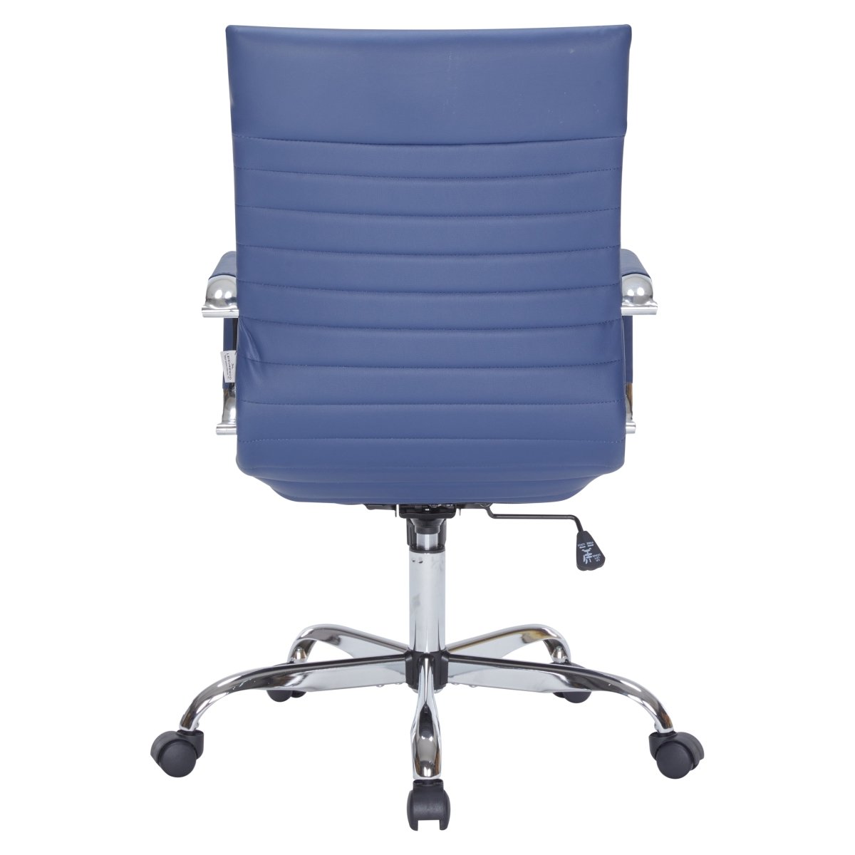 Harris Leather High-Back Adjustable Office Conference Chair with Armrests Chrome Navy Blue Office Chair Leisuremod