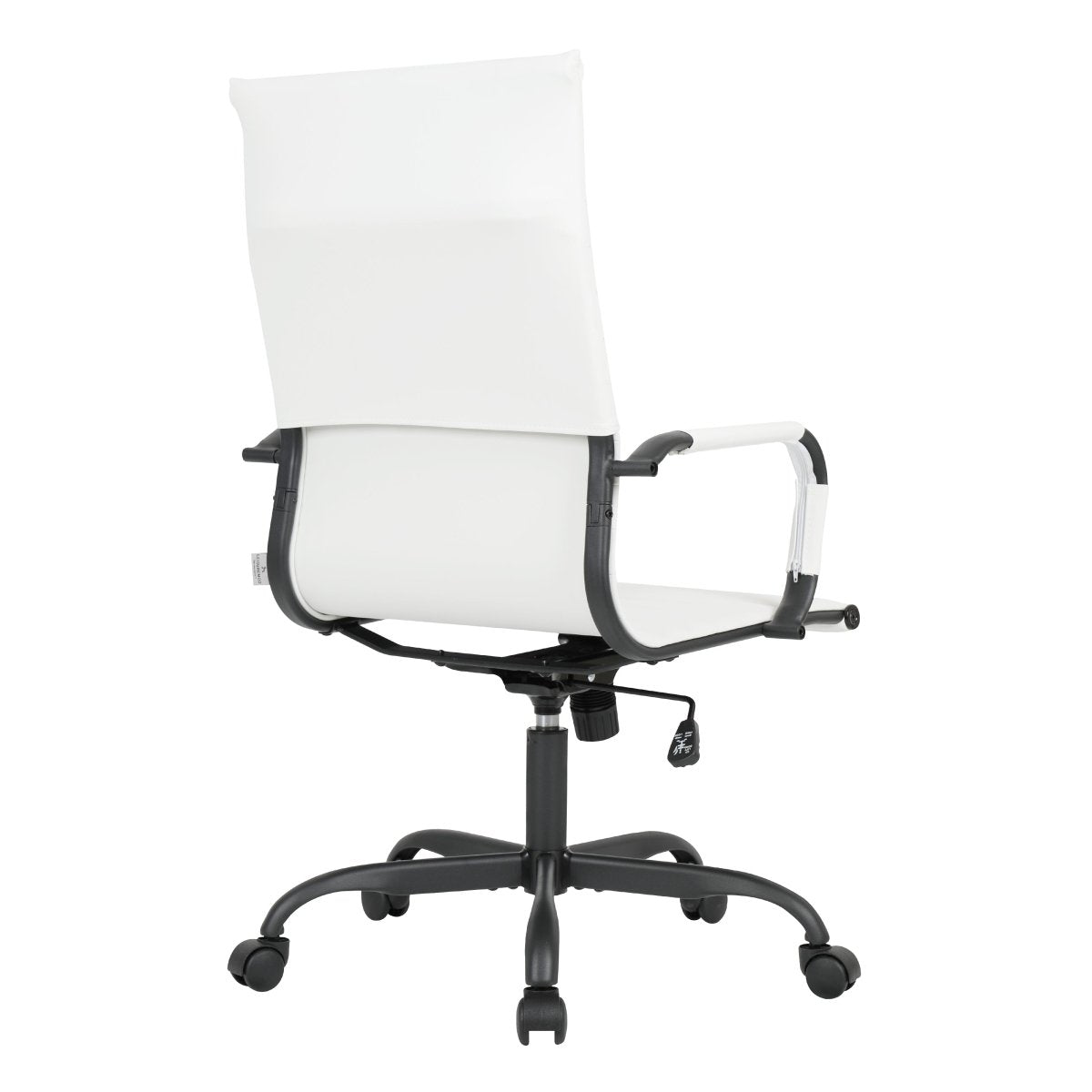 Harris Leather High-Back Adjustable Office Conference Chair with Armrests Black White Office Chair Leisuremod
