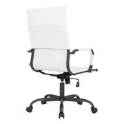 Harris Leather High-Back Adjustable Office Conference Chair with Armrests Black White Office Chair Leisuremod