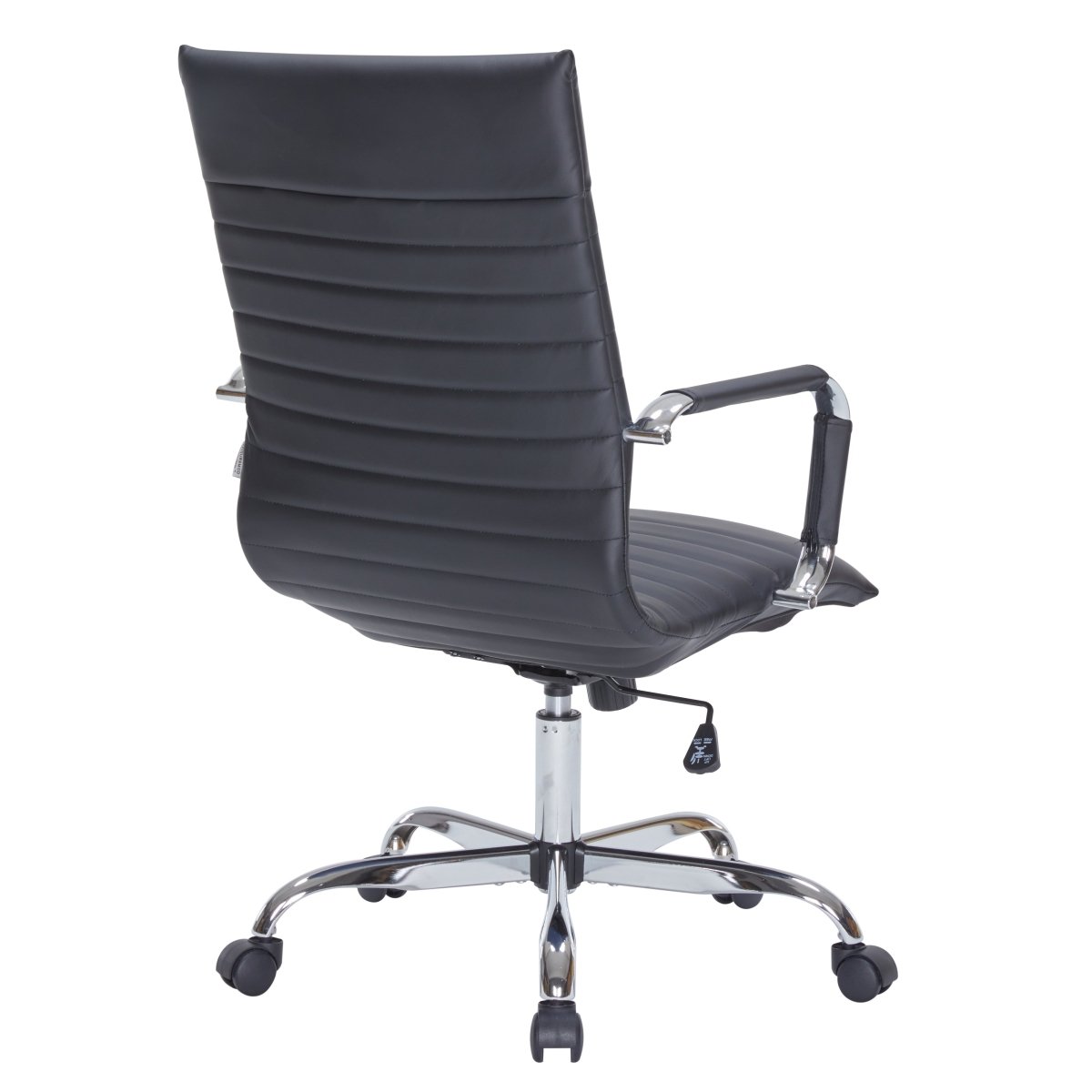 Harris Leather High-Back Adjustable Office Conference Chair with Armrests Chrome Black Office Chair Leisuremod