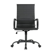 Harris Leather High-Back Adjustable Office Conference Chair with Armrests Black Black Office Chair Leisuremod
