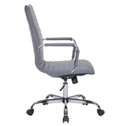 Harris Leather High-Back Adjustable Office Conference Chair with Armrests Chrome Grey Office Chair Leisuremod
