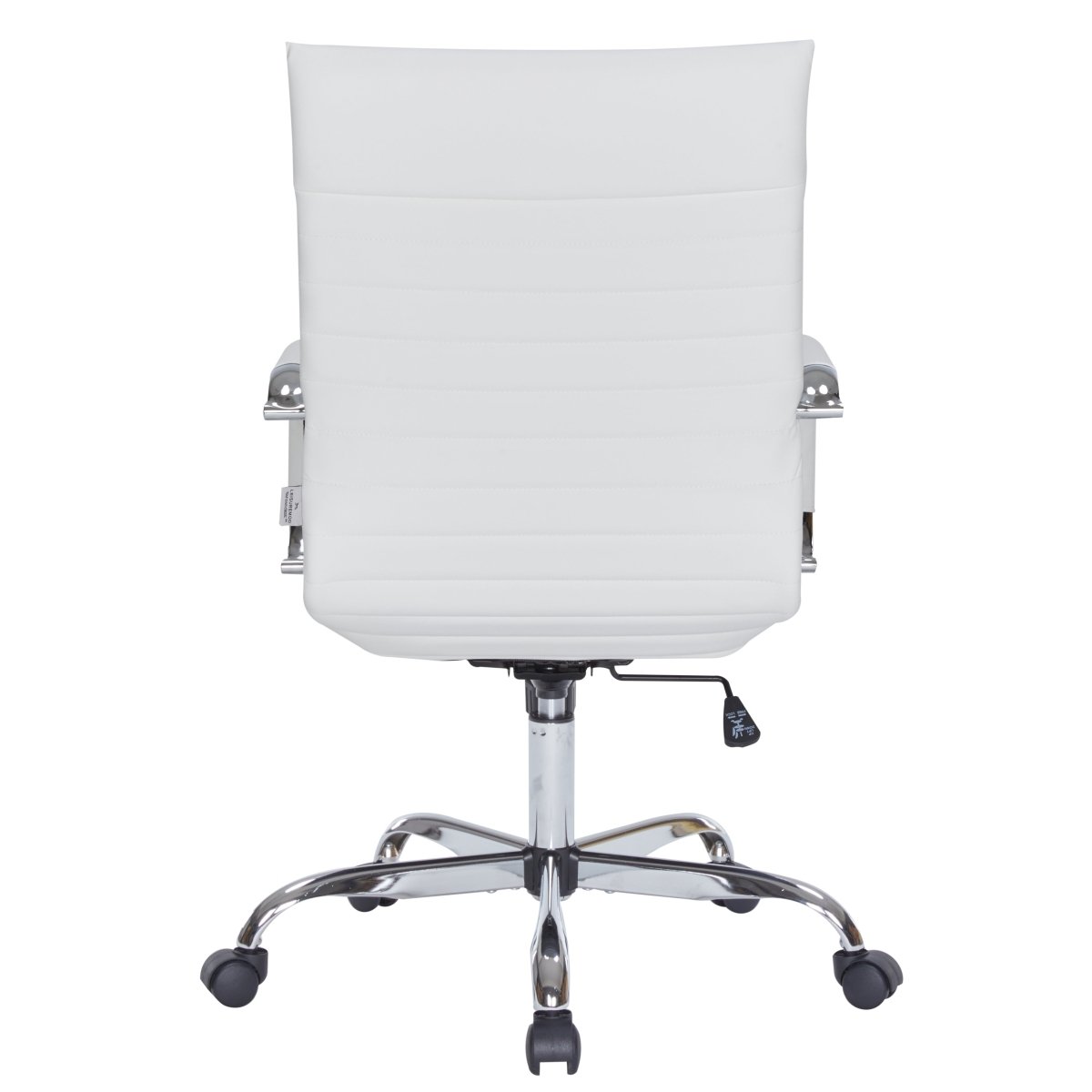 Harris Leather High-Back Adjustable Office Conference Chair with Armrests Chrome White Office Chair Leisuremod
