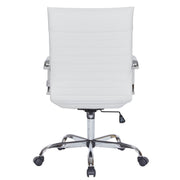 Harris Leather High-Back Adjustable Office Conference Chair with Armrests Chrome White Office Chair Leisuremod