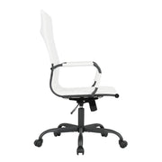 Harris Leather High-Back Adjustable Office Conference Chair with Armrests Black White Office Chair Leisuremod