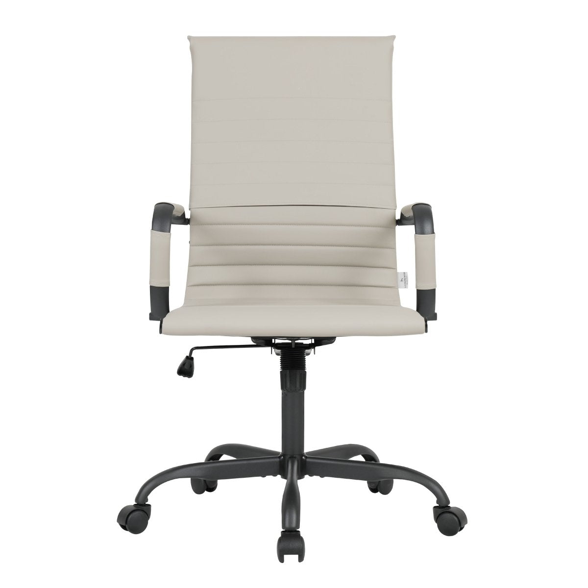 Harris Leather High-Back Adjustable Office Conference Chair with Armrests Black Tan Office Chair Leisuremod