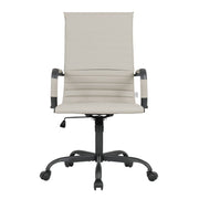 Harris Leather High-Back Adjustable Office Conference Chair with Armrests Black Tan Office Chair Leisuremod