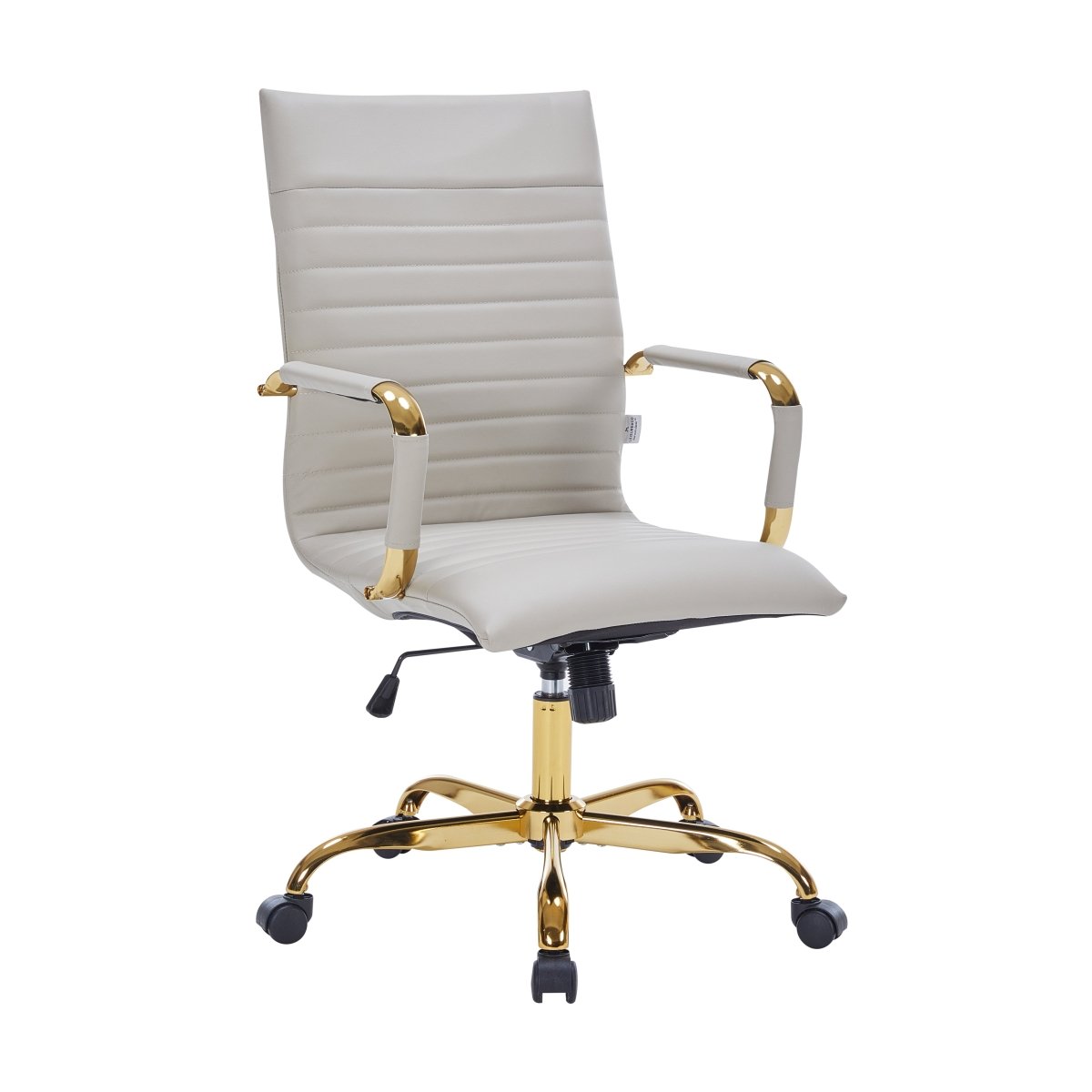 Harris Leather High-Back Adjustable Office Conference Chair with Armrests Gold Tan Office Chair Leisuremod