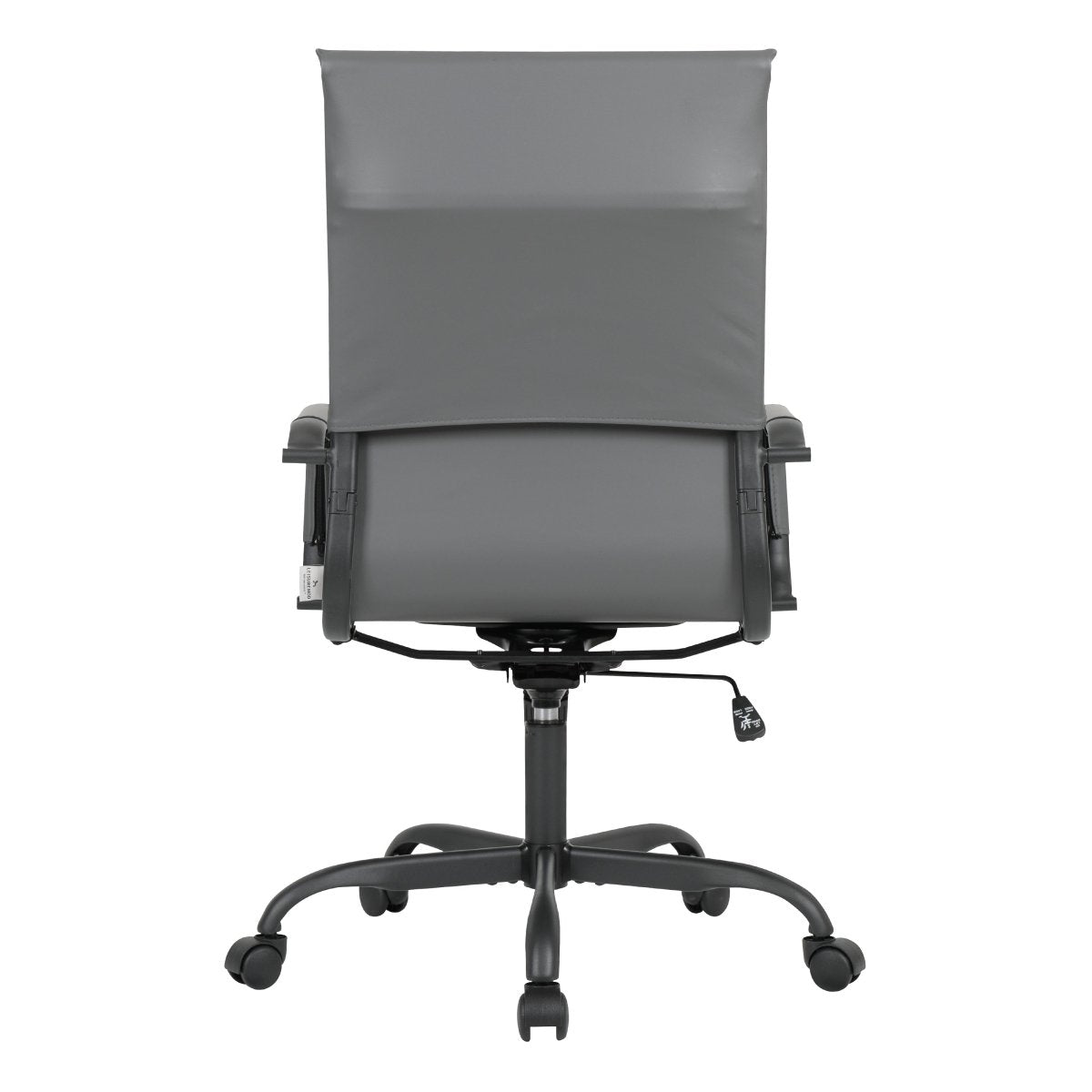 Harris Leather High-Back Adjustable Office Conference Chair with Armrests Black Grey Office Chair Leisuremod