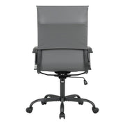 Harris Leather High-Back Adjustable Office Conference Chair with Armrests Black Grey Office Chair Leisuremod