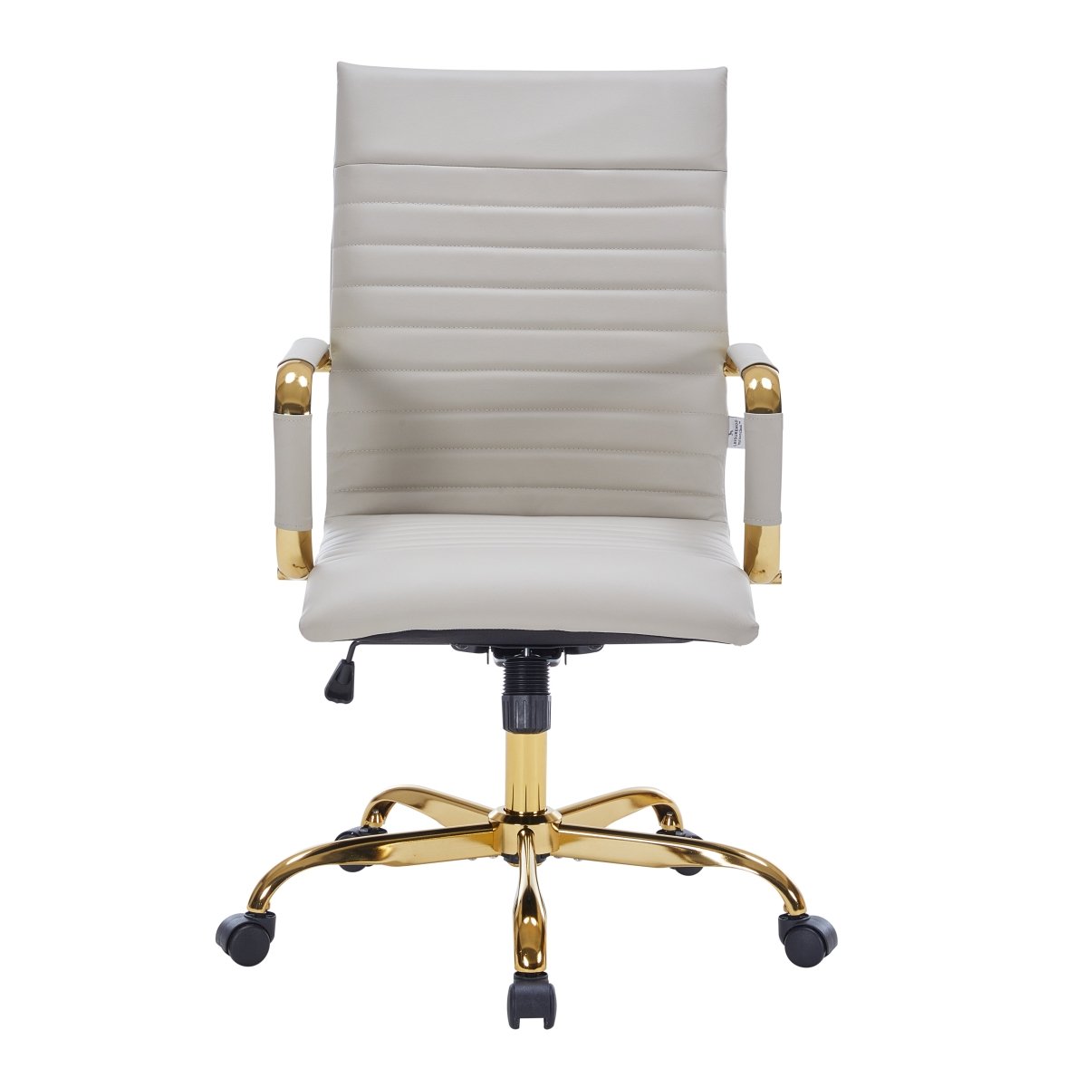 Harris Leather High-Back Adjustable Office Conference Chair with Armrests Gold Tan Office Chair Leisuremod