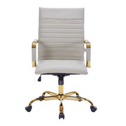 Harris Leather High-Back Adjustable Office Conference Chair with Armrests Gold Tan Office Chair Leisuremod