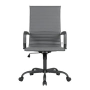 Harris Leather High-Back Adjustable Office Conference Chair with Armrests Black Grey Office Chair Leisuremod