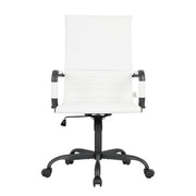 Harris Leather High-Back Adjustable Office Conference Chair with Armrests Black White Office Chair Leisuremod