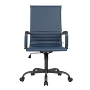 Harris Leather High-Back Adjustable Office Conference Chair with Armrests Black Navy Blue Office Chair Leisuremod