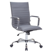 Harris Leather High-Back Adjustable Office Conference Chair with Armrests Chrome Grey Office Chair Leisuremod