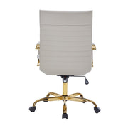 Harris Leather High-Back Adjustable Office Conference Chair with Armrests Gold Tan Office Chair Leisuremod