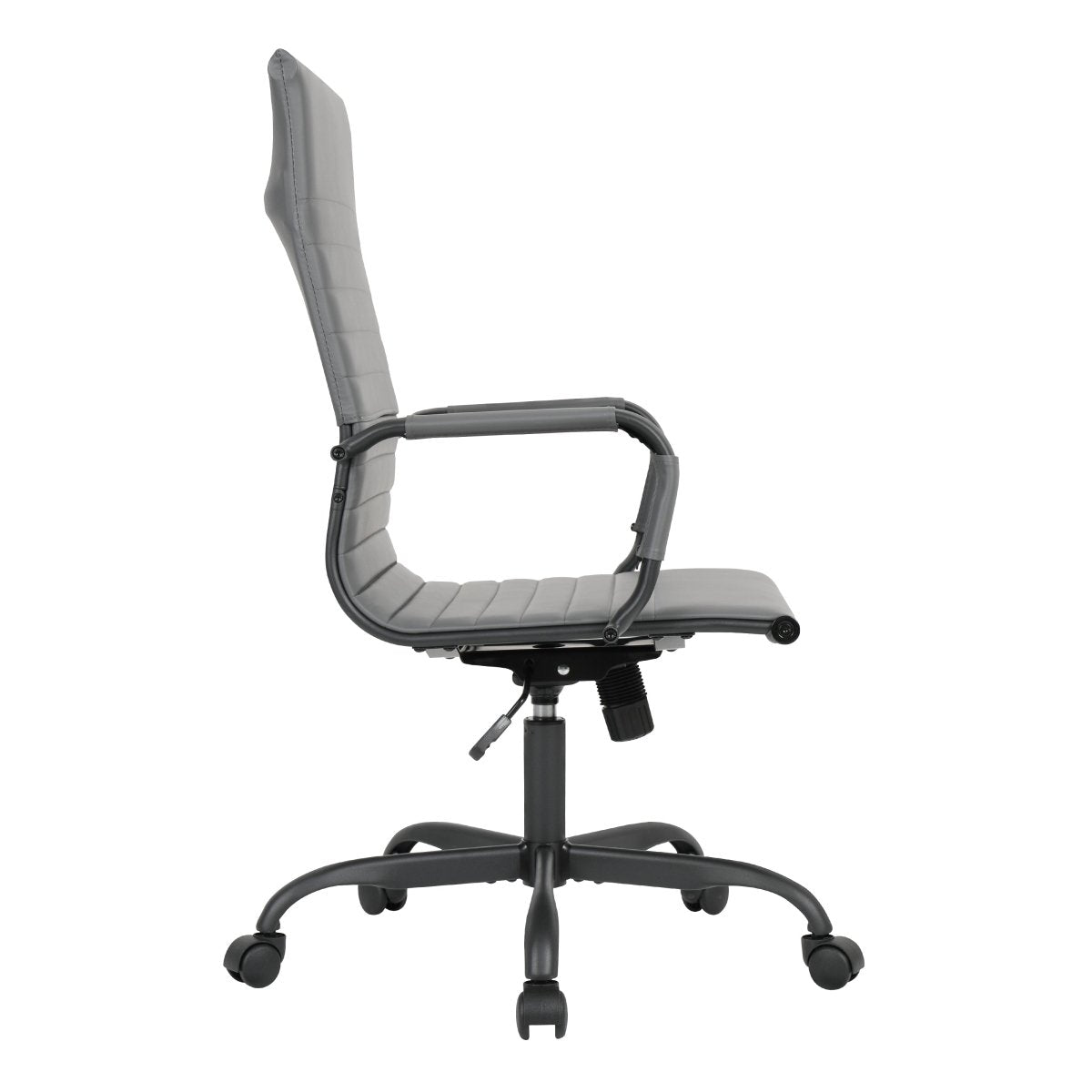 Harris Leather High-Back Adjustable Office Conference Chair with Armrests Black Grey Office Chair Leisuremod