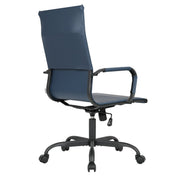 Harris Leather High-Back Adjustable Office Conference Chair with Armrests Black Navy Blue Office Chair Leisuremod