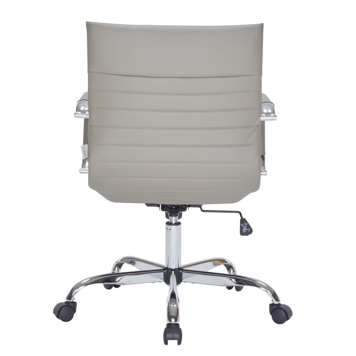 Harris Mid-Back Leather Adjustable Office Conference Chair with Armrests Chrome Tan Office Chair Leisuremod