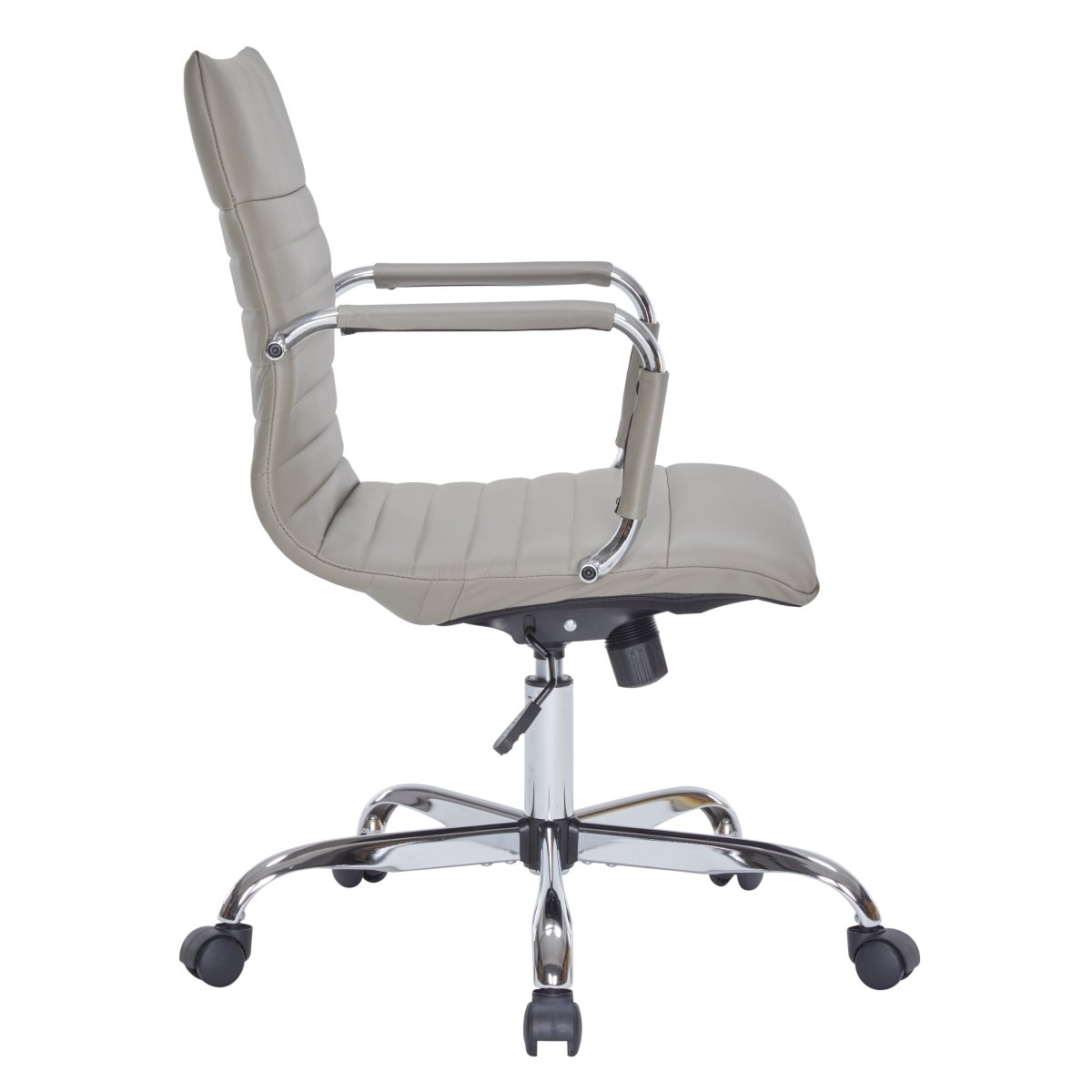Harris Mid-Back Leather Adjustable Office Conference Chair with Armrests Chrome Tan Office Chair Leisuremod